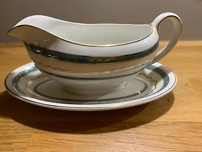 Buy Maddock, England White Gravy Boat With Green & Gold Pattern • 10.50£