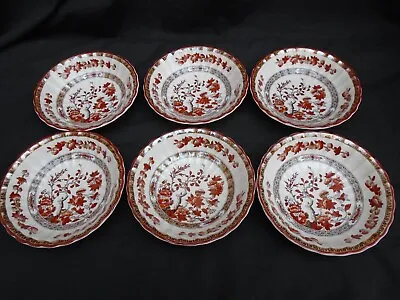 Buy Vintage Spode China Coupe Cereal Bowls X6 Indian Tree Orange Rust VGC • 60£