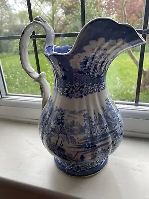 Buy Antique Blue & White Chinese Pattern Jug/Pitcher Marked Andoe Lusio B&W 28cm/11” • 45£