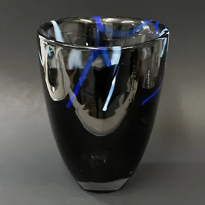 Buy VTG Kosta Boda Art Glass CONTRAST BLACK Heavy Vase Sweden 7.5  • 96.40£