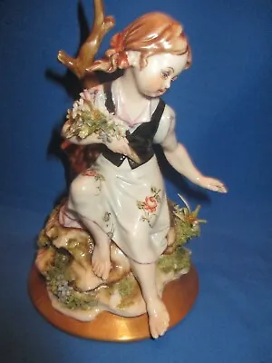 Buy Beautiful  Capodimonte Porcelain Girl Seated By Tree Figurine • 24£