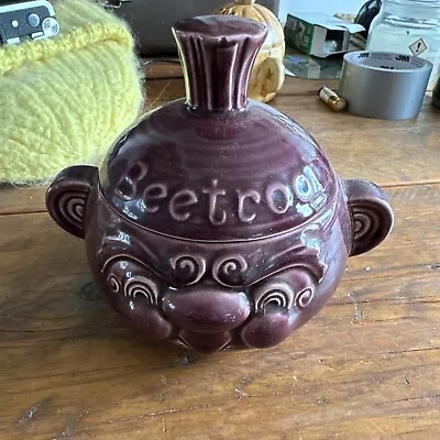 Buy Vintage Sadler Pottery Beetroot Funny Face Lidded Jar Glazed Burgundy 14cm High • 9.99£