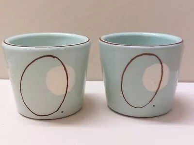 Buy Laura Ashley 2 Small Pots Duck Egg Blue/gold Detail Hand Decorated New • 8.85£