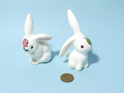 Buy 2 X Vintage PLICHTA Hand Painted Floral Pottery Bunny Rabbits Figurines • 54£
