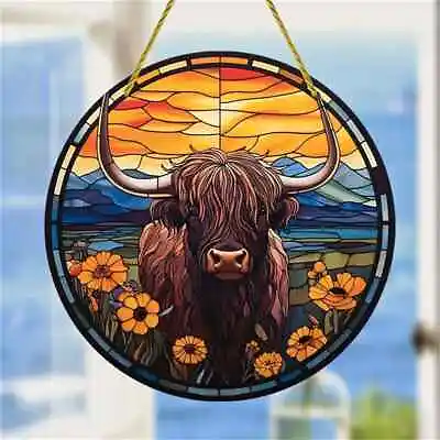 Buy Highland Cow Suncatcher Stained Glass Effect Home Decor - Choose Your Design • 6.95£