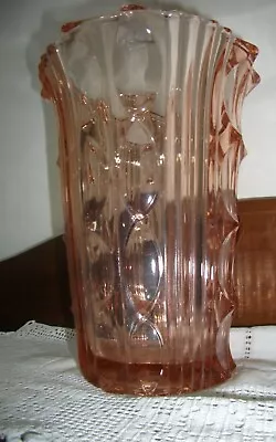 Buy Attractive Art Deco Pink Glass Vase - Heavy Quality • 10£