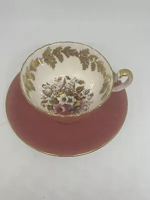 Buy Stunning Aynsley Bone China Pink Cabinet Cup & Saucer With Flowers And Gilding • 9.99£