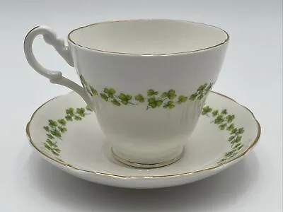 Buy Royal Stuart Bone China England Green Shamrock Lucky Tea Cup Saucer Irish EUC • 16.22£