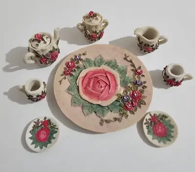 Buy Vintage Country Roses Ceramic Miniature Mini Tea Set Victorian Romantic Home • 12.10£