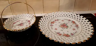 Buy Vintage St Michael M&s Porcelain Reticulated  Summer Flowers  Dish & Plate • 11.99£