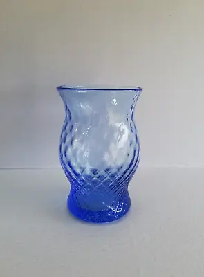 Buy Thomas Webb Blue Diamond Moulded Cased Glass Vase C1970 • 38£