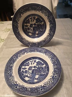 Buy WASHINGTON POTTERY OLD WILLOW ,Two Soup Bowl IRONSTONE  IN BLUE AND WHITE • 12£