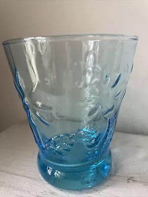 Buy Turquoise Glass Tumbler Daisy Print 11cm Tall • 5.99£
