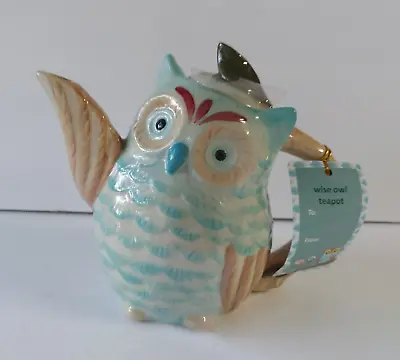 Buy Wise Owl Teapot With Organic Green Tea Apricot Ooolong Mint 20 Pyramids Ceramic • 26.12£