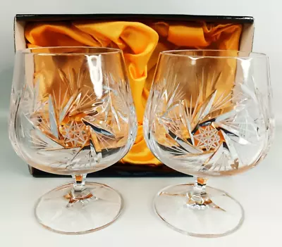 Buy Pair Of Bohemia Pinwheel Symphony Collection Lead Cut Crystal Brandy Glasses • 29.99£
