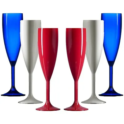 Buy Plastic Polycarbonate Champagne Flutes-Red, White & Blue-Great For All Occasions • 23.95£