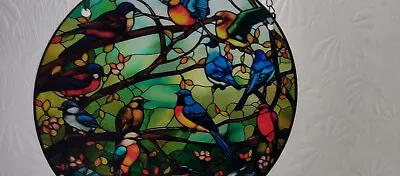 Buy Pretty Colourful Birds Stained Glass Effect Sun Catcher Roundel New     • 2.50£