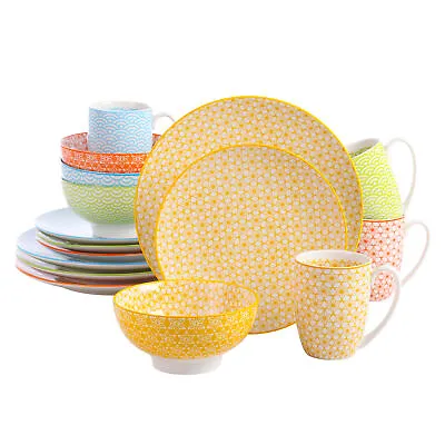 Buy Vancasso NATSUKI 16Pc Dinner Set Porcelain Tableware Plates Bowls Service For 4 • 54.45£