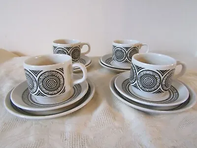 Buy Vintage Retro Set 4 Trios Biltons Pottery Circles Design  4 Cups Saucers Plates • 11.99£