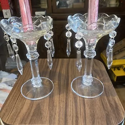 Buy Vintage 1900's Mantle Lusters Chandalier Style Crystal Candlesticks,see Pictures • 43.15£