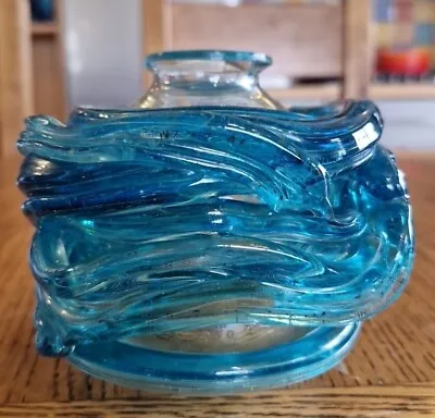 Buy Mdina, Blue Glass Vase With Ribbon Design  • 19.99£