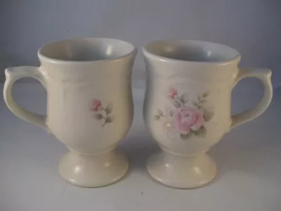 Buy Pfaltzgraff Stoneware Perennials Tea Rose Set Of 2 Pedestal Irish Coffee Mugs • 16.28£