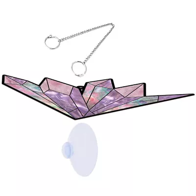 Buy Stained Glass Window Hanging With Metal Chain & Crystal Prism Pendant-SP • 5.88£