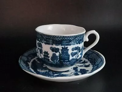 Buy Set Of 6 Turquoise Blue Transferware Cups & Saucers  Oriental Pattern  • 14.40£
