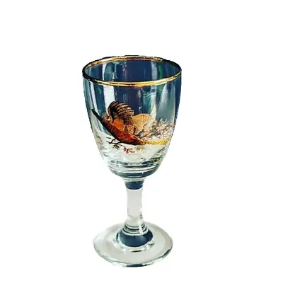 Buy M226 Vintage Sherry Pheasant Glass, Gold Rim Detail, Pheasant In Flight, Sherry/ • 16.50£