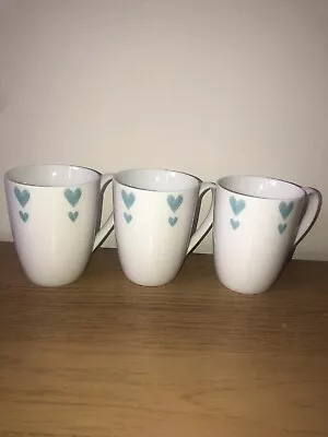 Buy Tesco 3x White Mugs With Blue Hearts • 0.99£