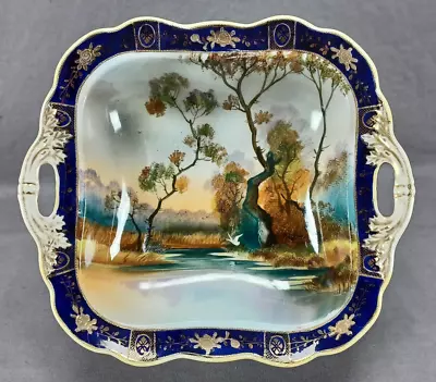Buy Noritake Hand Painted Landscape With Flying Swan Cobalt & Raised Gold Bowl • 119.25£