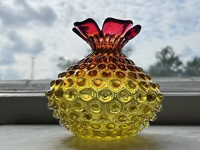 Buy Vtg Bohemian Art Glass Vase Czechoslovakia Koudelka Pineapple Vase • 142.78£