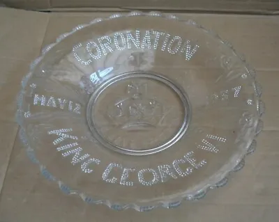 Buy 1937 King George VI Coronation Commemorative Pressed Glass Plate  • 7.50£
