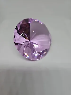 Buy  Big Crystal Purple / Lavendar Cut Glass Diamond Jewel Paperweight • 7.99£
