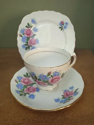 Buy Vintage, 1950s, Royal Vale, Tea Cup And Saucer, Cornflowers & Pink Rose • 4.95£