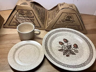 Buy 3 Sets Homer Laughlin Homestead Dinnerware 3-piece Place Settings New Old Stock • 23.97£