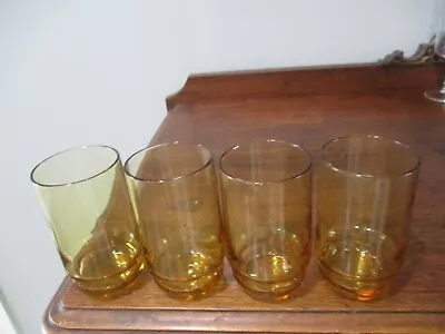 Buy Lot Of 4 Tall Hand Blown Vintage 1970's Amber Brown Juice Glasses 3.75'' • 38.43£