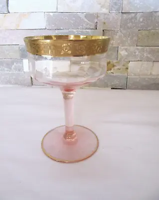 Buy Vintage Tiffin Franciscan Rambler Rose Pink Champagne Glass W Gold Roses • 15.91£