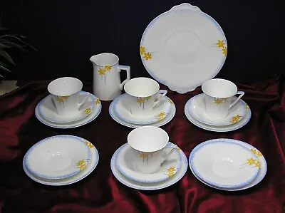 Buy Vintage China Part Tea Set. Hand Painted Yellow Flower Art Deco Style.Un-named • 25£