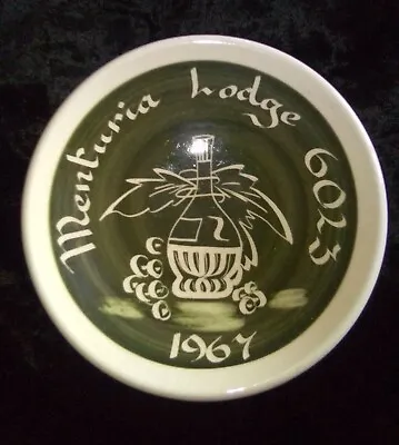 Buy Vintage JERSEY POTTERY Trinket Dish Masonic Menturia Lodge 6023 1967 Green Ex. C • 6£