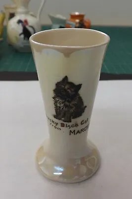 Buy Carlton Lustre Crested China Lucky Black Cat Vase From Marden 7cms High C64 • 4.99£