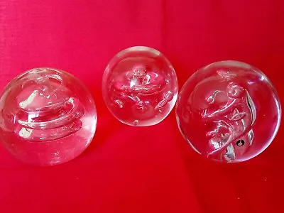 Buy A Fine Trio Of Pukeberg , Scandinavian , Controlled & Shaped Bubble Paperweights • 29.99£