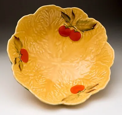 Buy Vintage Carlton Ware Crown Devon Ceramic Bowl. Yellow Cabbage Leaf & Tomatoes • 36.65£