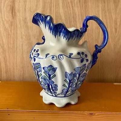 Buy A Pretty Victoria Ware Ironstone Blue And White Floral Jug 21cm Tall • 34£