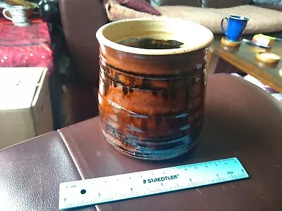 Buy Kenilworth Pottery. Beautiful Tenmoku Glaze Pot (Sylvia Hardaker?) 4  Tall. • 12£