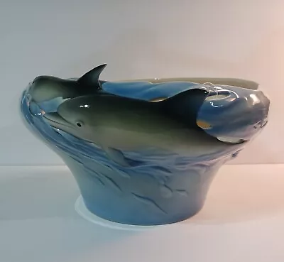 Buy Franz Collection Dolphin Splash Large Bowl Vase Ocean 2001 01s XP1834 New • 184.86£