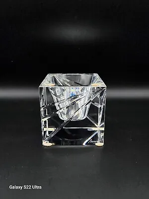 Buy Rare Vintage Signed Baccarat France Crystal Art Glass Cube Votive Candle Holder! • 230.16£