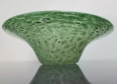 Buy 11  Art Deco Vintage Green Nazeing Clouded Mottled Bubbles Flared Glass Bowl Vgc • 45.95£
