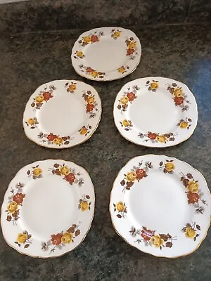 Buy 5 X Colclough Bone China Side Plates - Yellow/brown Roses Pattern - S7 • 4.50£