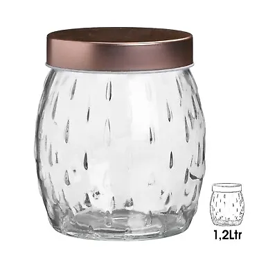 Buy Glass Storage Jars Copper Lids Clip Screw Top Tea Food Pasta Canister Containers • 6.99£